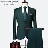 Luxury 3 piece men's wedding suit fashion men's slim solid color business office suit sets large size men Blazer+ pants + vest