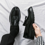 Elegant Men Social Casual Shoes Pointed Thick bottom Loafers For Men Driving Moccasins Comfortable Slip-On Tassel Wedding Shoes