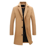 10 Color Fall / Winter Men Slim Fit Trench Outwear Fashion Woolen Blended Medium Long Trenchs Men Business Casual Coats