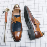 Men's Dress Shoes Formal Men Monk designer shoes italian Oxford Shoes For Men Wedding Dress Brand Leather Double Buckles brown