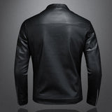 Fashion Slim Motorcycle Leather Jacket Men Stand Collar Pu Leather Jackets Solid Color Causal Mens Moto Biker Suede Outerwear