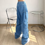 Oversize Cargo Jeans Men Vintage Distressed Denim Trousers Male Baggy Casual Pants Hip Hop Streetwear Retro Pocket