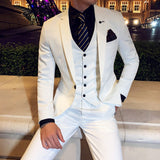 Male Korean Blazers Slim Check British Business Suit Men Three Piece Wedding Bridegroom Man Dress