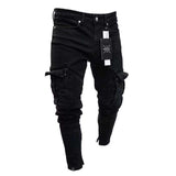 Straight Jeans Men Punk Skinny Denim Pants Spring Summer Boyfriend Jeans Streetwear Zipper Slim Fit Black Goth Trousers