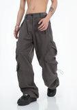 American Street Overalls Cargo Trousers Male Wide Leg Pants Cargo Parachute Loose Casual Design Straight Mens Clothing