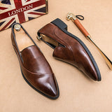 Men Loafers Leather Shoes Formal Elegant Dress Shoe Simple Slip On Man Casual Footwear Original Pointed Boos Moccasins