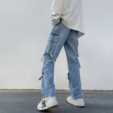 Men Jeans Wide Leg Denim Cargo jean pants Gothic Straight Baggy hip hop Streetwear Skateboard Neutral denim Trousers