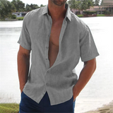 Summer Solid Color Shirt For Mens Hawaiian Blouse Casual Fashion Short Sleeve Tops Loose Oversized Tee Shirt Men Clothing
