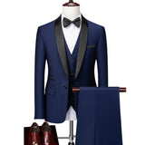 Men Business Casual Wedding Party Three Pieces Jacket Trousers Waistcoat Set Male Blazer Coat Pants Vest Fashion Slim Fit Suits