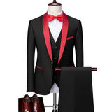 Men Business Casual Wedding Party Three Pieces Jacket Trousers Waistcoat Set Male Blazer Coat Pants Vest Fashion Slim Fit Suits