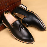 pointed Leather Brand Luxury Men Casual Driving Designer Brown Black Loafers Mens Moccasins Italian Wedding Dress Shoes tassel