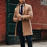 Brand New Men's Coat British Mid-Length Men Long-Sleeve Woolen Coat Casual Business Man Windbreak Woolen Coats Outwear