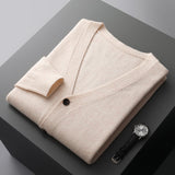 Men's Cardigan Spring and Autumn Basic Pure Wool Knitting Sweater Men Large Size Loose V-Neck Coat Pure Color Casual Jacket Top