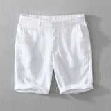 Pure Linen Shorts for Men Summer New Fashion Solid White Loose Holiday Shorts Man Casual Plus Size Button Fly Short Pants