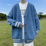 British Retro Cardigan Sweater New Korean Harajuku Academic Knitted Sweater Pullover Hip Hop Streetwear Loose Knitwear Tops