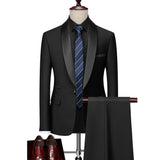 Men Business Casual Wedding Party Three Pieces Jacket Trousers Waistcoat Set Male Blazer Coat Pants Vest Fashion Slim Fit Suits