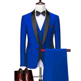 Men Business Casual Wedding Party Three Pieces Jacket Trousers Waistcoat Set Male Blazer Coat Pants Vest Fashion Slim Fit Suits