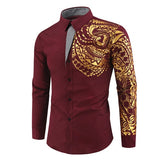 Men's Brand Shirt Men's Luxury Gold High Quality Long Sleeve Shirt Business White Black Men's Dress Prom Social Print Shirt