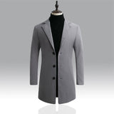 10 Color Fall / Winter Men Slim Fit Trench Outwear Fashion Woolen Blended Medium Long Trenchs Men Business Casual Coats