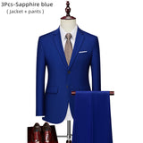 Luxury 3 piece men's wedding suit fashion men's slim solid color business office suit sets large size men Blazer+ pants + vest