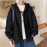 Men Autumn Fleece Casual Zip-up Hooded Fashion All-match Jogges Solid Outwear Korean Style Clothing M-4XL Oversize Male