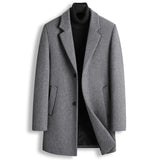 Autumn and Winter New Men's Italian Style Elegant and Fashionable Mid-length Simple Business Casual Slim Woolen Coat Coat