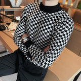 Brand Clothing Men Autumn Winter High Quality Knitting Sweater/Male Slim Fit Plaid Fashion Pullover Men's Casual Knit Shirt