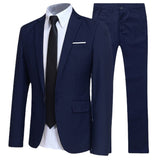 Men Blazers Sets 2 Pieces Elegant Luxury Formal Wedding 3 Suits Full Business Korean Pants Blue Coats Jackets