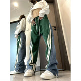 Men's Y2K Clothes Tracksuits Denim Drawstring Casual Pants High Street Straight Denim Track Pants Women Fashion Hip-Hop Trousers