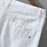 Pure Linen Shorts for Men Summer New Fashion Solid White Loose Holiday Shorts Man Casual Plus Size Button Fly Short Pants