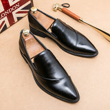 Men Loafers Leather Shoes Formal Elegant Dress Shoe Simple Slip On Man Casual Footwear Original Pointed Boos Moccasins