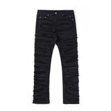 Heavy Industry Hole Frayed Destruction Waxed Jeans Mens High Street Retro Straight Ripped Pencil Pants Oversize Denim Trousers