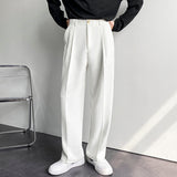 White Solid Men's Wide Leg Suit Pants Casual Fashion Brand Male Trousers Baggy Korean Style Pants Clothing