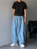 Wide Leg Cargo Pants Streetwear Baggy Jeans New Spring Autumn Men Korean Fashion Loose Straight Male Brand Clothing Black