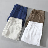 Pure Linen Shorts for Men Summer New Fashion Solid White Loose Holiday Shorts Man Casual Plus Size Button Fly Short Pants