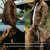 Retro Male Oil Waxed Jacket Canvas Cotton Khaki Military Uniform Light Casual Work Safari Style Coats Man Clothing