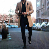 Brand New Men's Coat British Mid-Length Men Long-Sleeve Woolen Coat Casual Business Man Windbreak Woolen Coats Outwear