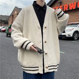 British Retro Cardigan Sweater New Korean Harajuku Academic Knitted Sweater Pullover Hip Hop Streetwear Loose Knitwear Tops