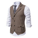 Men's Brown Vest Suit Vest Single breasted Designer Brand Sleeveless Formal Coat Top Adult Dress Tuxedo