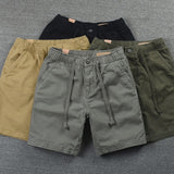Shorts Mens Casual Cotton Shorts Work Trousers Knee Length Elastic Waist Men Chino Shorts