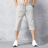 Men's Shorts Summer Breeches  Thin Nylon 3/4 Length Trousers Male Bermuda Board Quick Drying Beach Black Men's Long Shorts