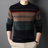 Fleece Sweater for Men Long Sleeve Autumn and Winter Warm Clothing Multi-color Printed Korean Male Sweater Loose Tops