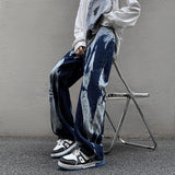 Jeans men Tie-dye Jeans High Street Straight Denim Pants Men Baggy Fashion Trend Jean Pants Mens Wide-leg BF Clothing