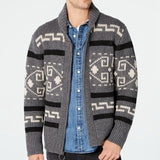 Autumn And Winter New Men's Fashion Lapel Casual Cardigan Coat Slim Jacquard Knitted Sweater