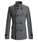 Mens Double Breasted Cotton Coat Winter Wool Blend Solid Color Casual Business Fashion Slim Trench Coat Jacket Men Clothing