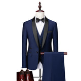 Men Business Casual Wedding Party Three Pieces Jacket Trousers Waistcoat Set Male Blazer Coat Pants Vest Fashion Slim Fit Suits