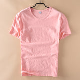 Summer New 100% Cotton T-shirt Men O-Neck Solid Color Casual T Shirt Basic Tees Plus Size Short Sleeve Tops Y2517