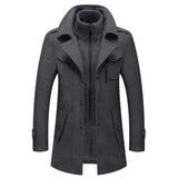 Men's Wool Jacket Winter Autumn Mens Long Windproof Wool Coat Casual Thick Slim Fit Jacket Male Overcoat