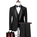 Men Business Casual Wedding Party Three Pieces Jacket Trousers Waistcoat Set Male Blazer Coat Pants Vest Fashion Slim Fit Suits