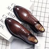 Business Formal Leather Shoes Men Autumn Men Shoes Low-top Solid Wedding Shoes Color Fashion Oxford Pointed Office Shoes